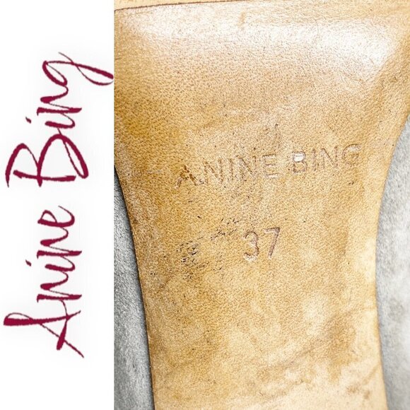 ANINE BING Irmelin Gray Suede Fringe Ankle Bootie, Size 37 - Picture 10 of 10